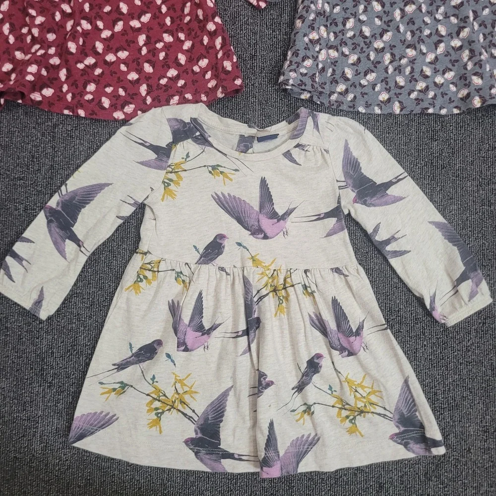Old Navy babyGap 18-24M Dress Lot Toddler Girl Floral Bird Long Sleeve 3pc